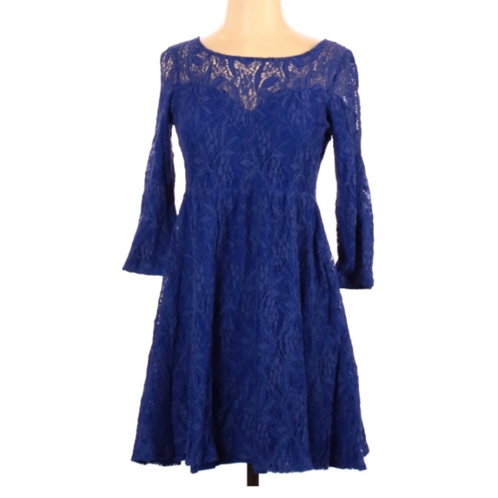 Free People blue lace dress size XS excellent RARE HTF GORGEOUS BOHO